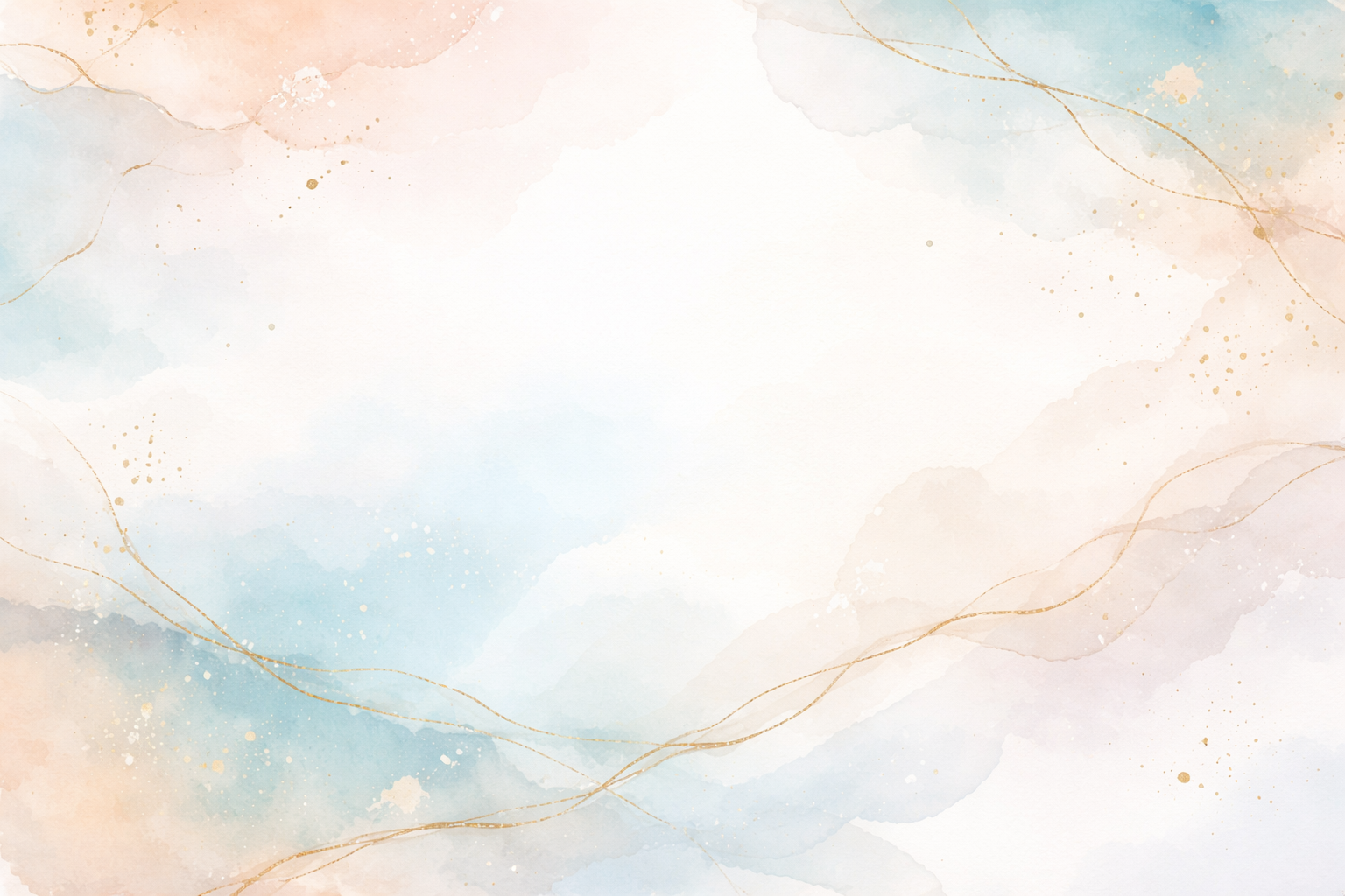 Ink Wash No. 1 — soft blue and peach watercolor with gold veins background