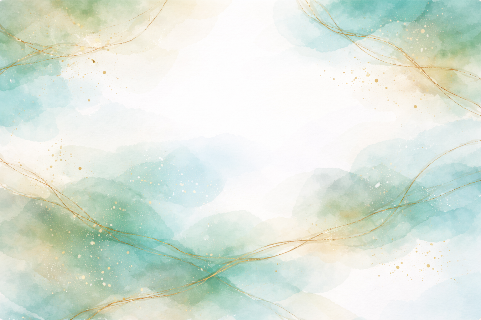 Ink Wash No. 3 — teal and green watercolor with gold veins background