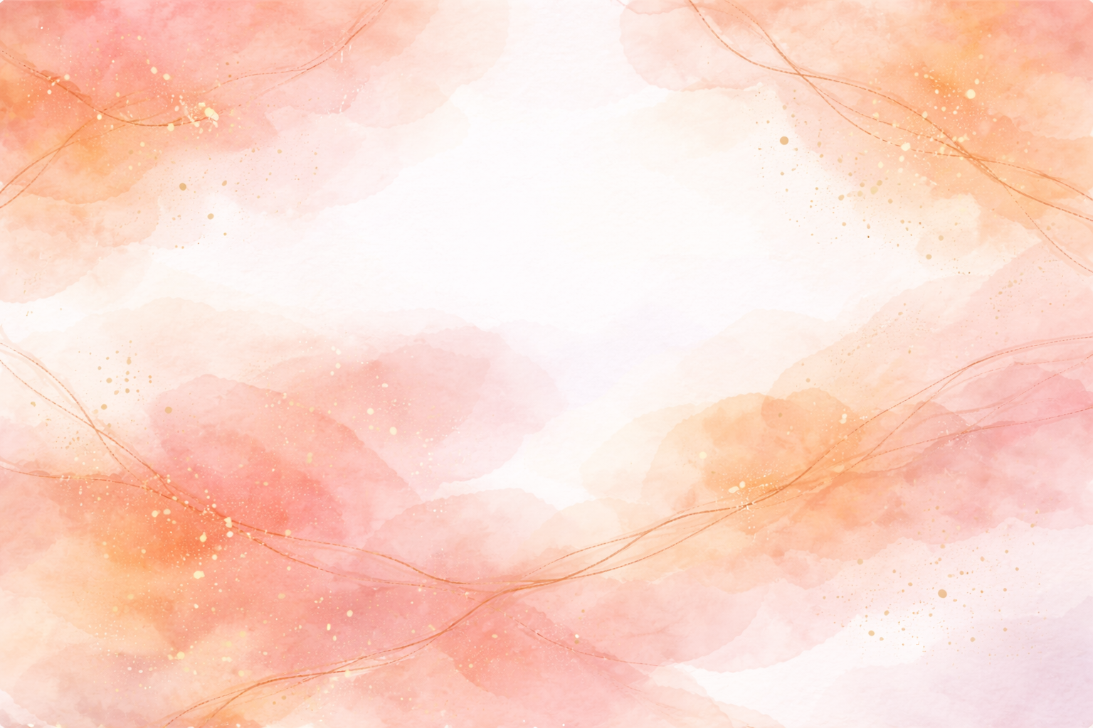 Ink Wash No. 5 — warm peach and coral watercolor with gold veins background